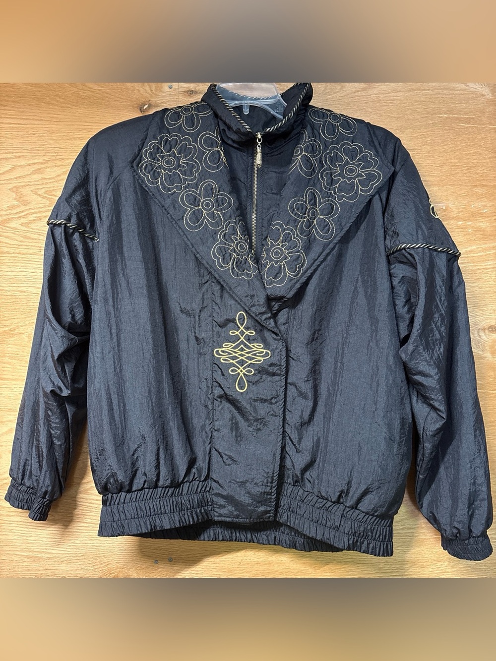 Lavon Vintage Black Embroidered Women’s Jacket - Classic Golden Floral Detail
